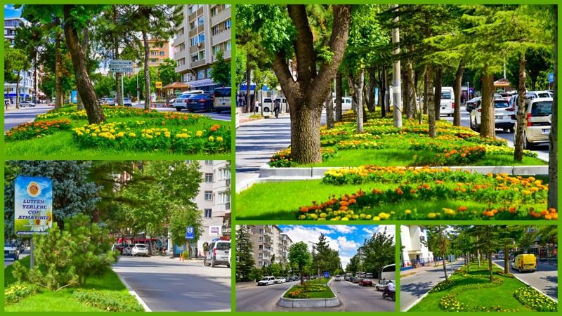 Kavşak ve orta refüjler modern bir görünüme kavuşuyor