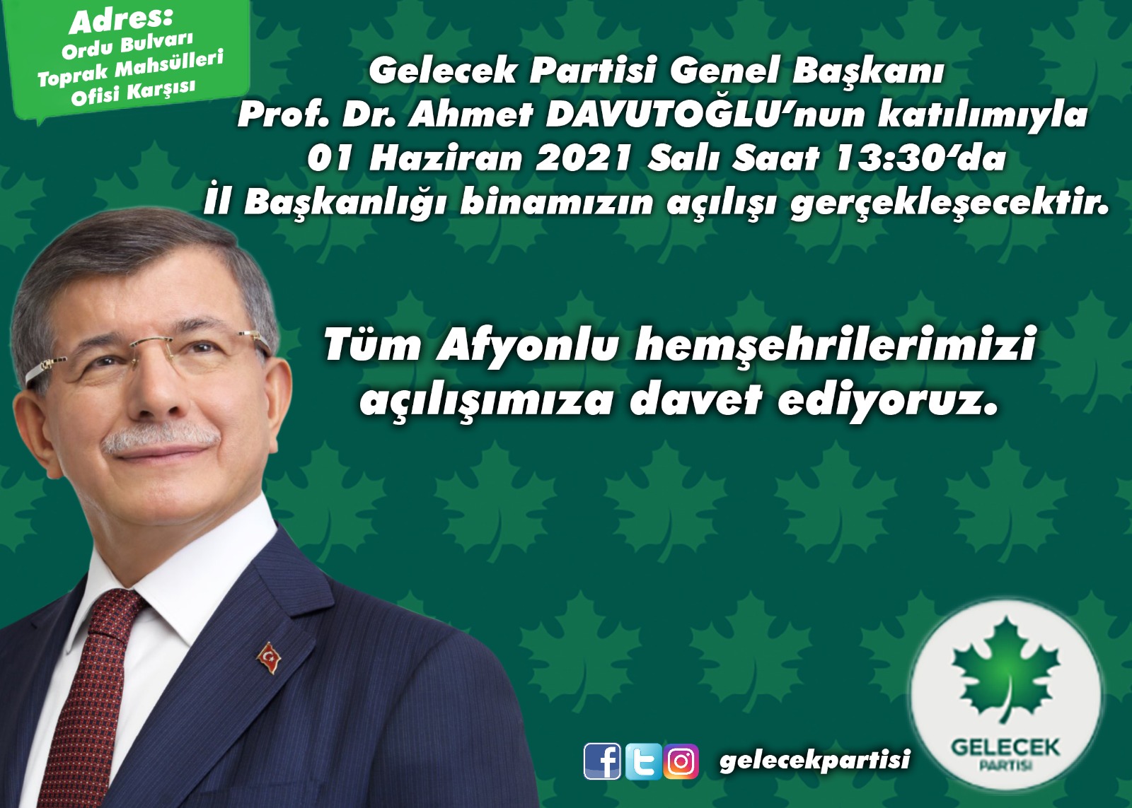 Davutoğlu yarın Afyonkarahisar’a geliyor