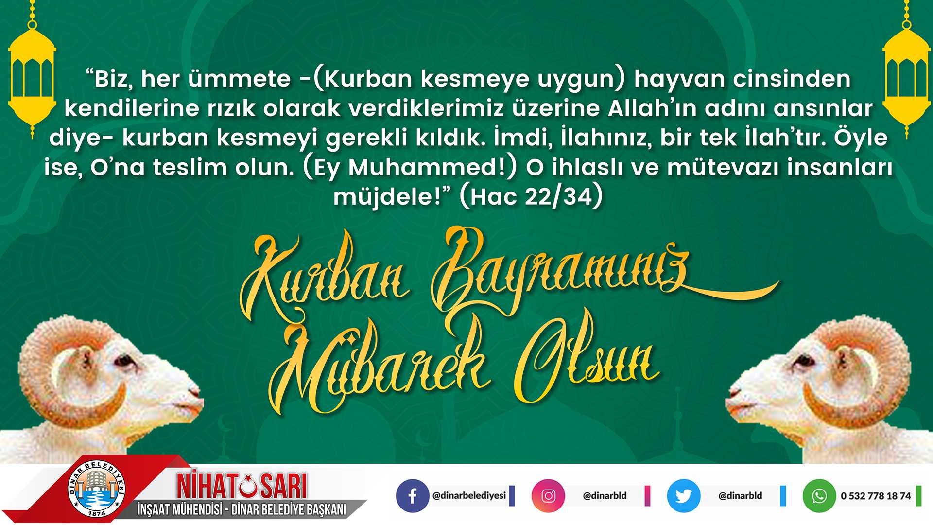 Belediye Başkanı Nihat Sarı’dan Kurban Bayramı mesajı