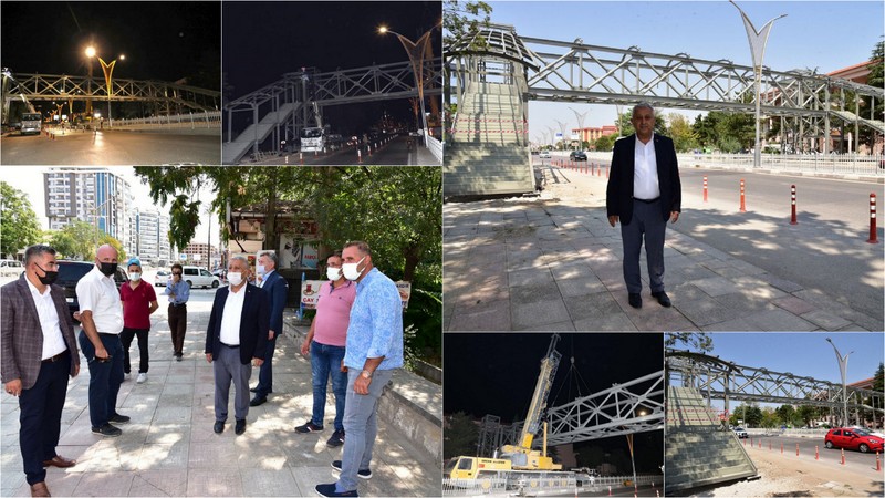 Yaya güvenliği için üst geçit çalışmaları sürüyor